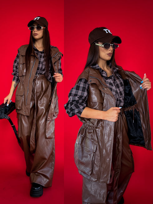 LUX жилет из искусственной кожи "PRIMA" - CHOCO LD3323